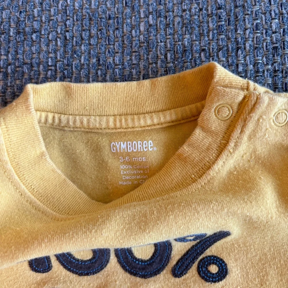 💛 5/$25 Gymboree Yellow “100% Boy” Short Sleeve Onesie – Size 3–6 Months